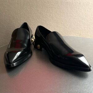 Balmain black pointy toe loafers